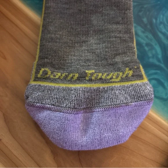 Darn Tough Ladies Shirty Wool Gray and Purple Socks NWOT - Picture 3 of 4